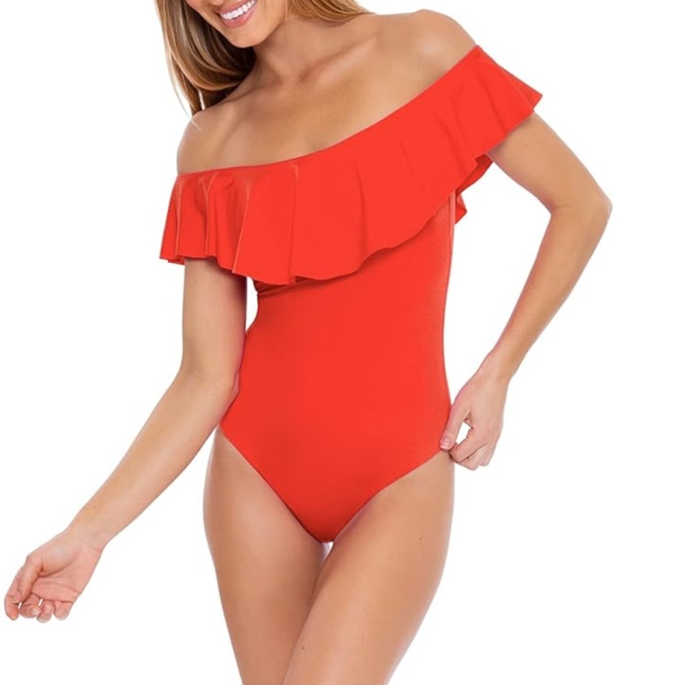 Trina Turk NWT Monaco Ruffle One Piece Swimsuit in Flame